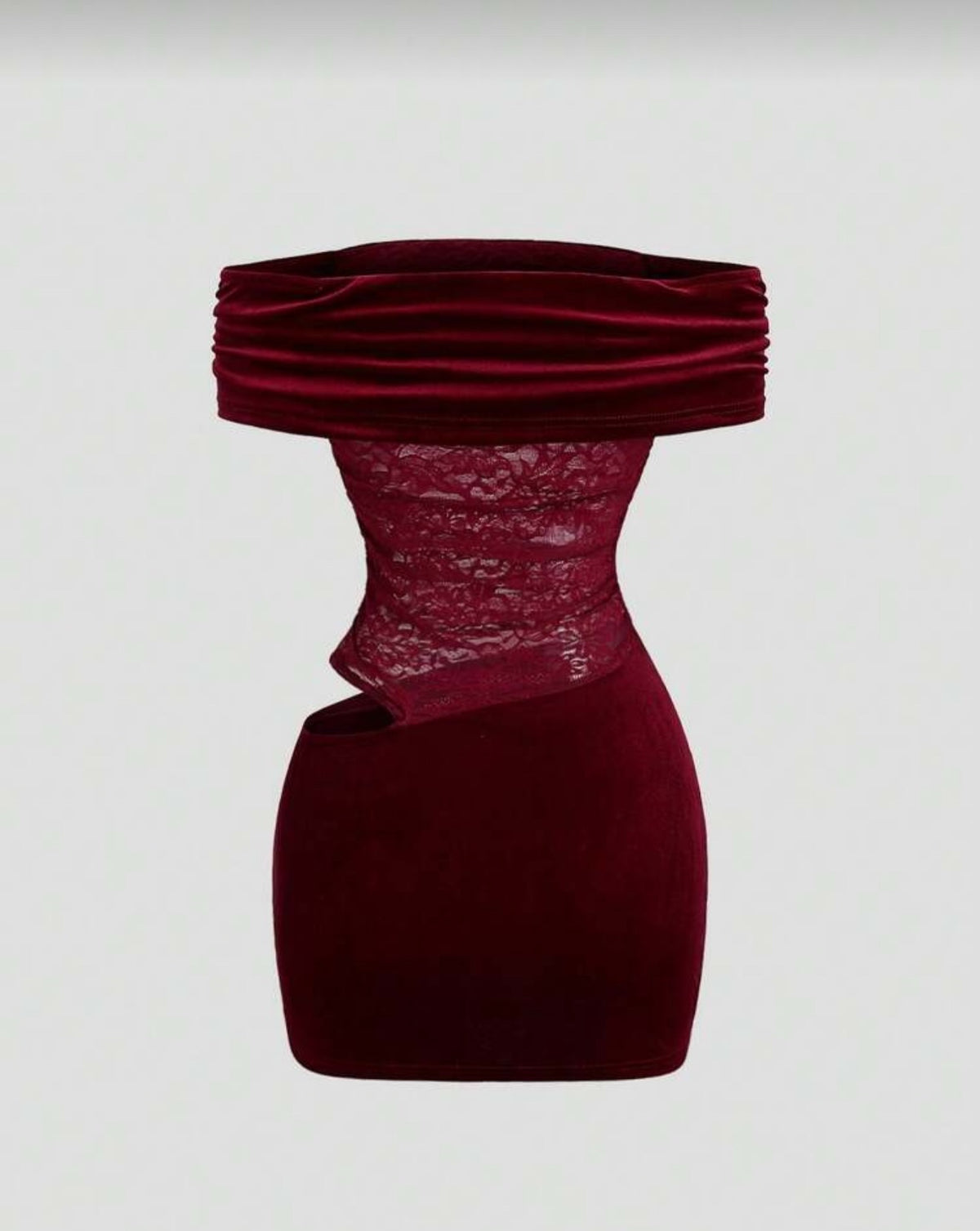 Leyla mini dress in lace & velvet