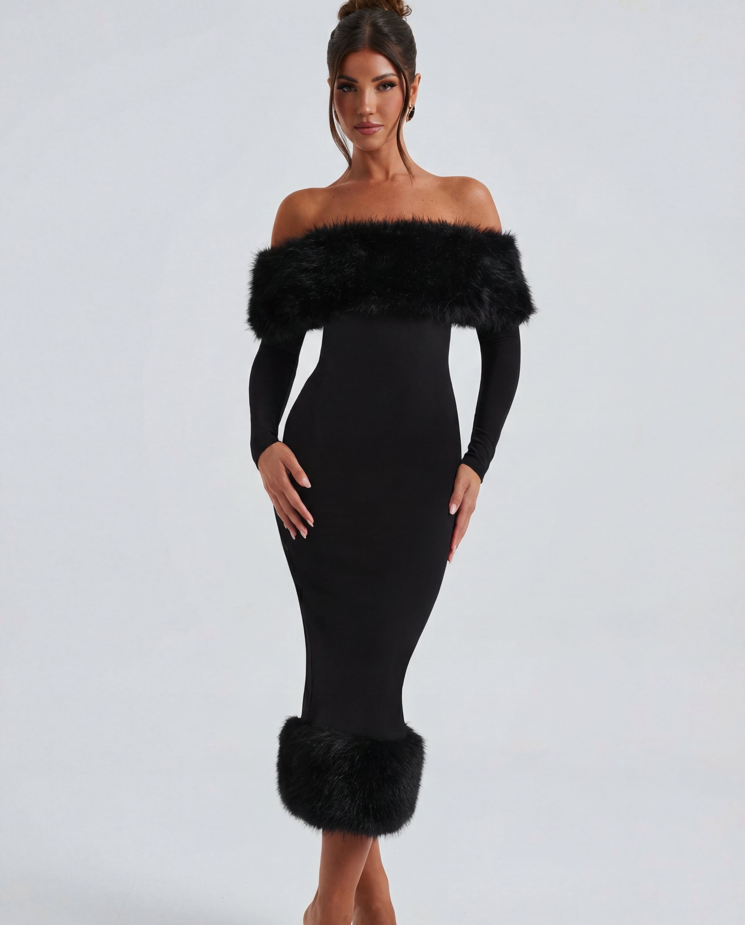 Lea maxi dress with faux fur
