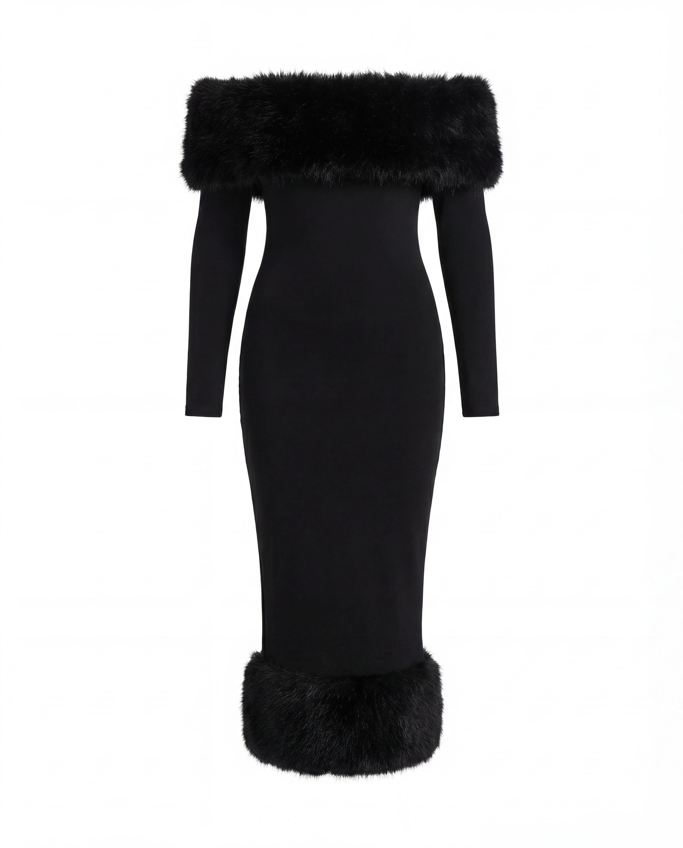 Lea maxi dress with faux fur