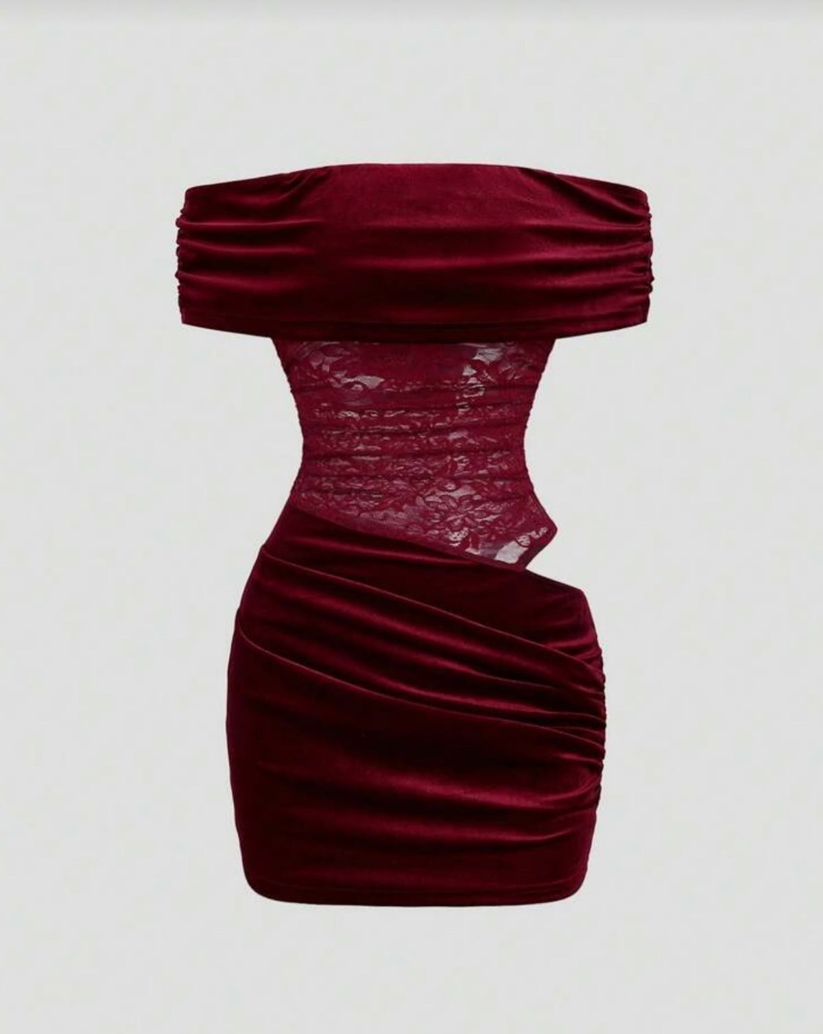 Leyla mini dress in lace & velvet