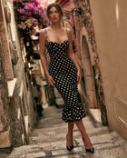 Laura polka dress- black
