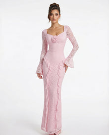 Rosabel pink lace maxi dress