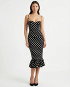 Laura polka dress- black