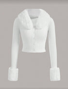 Adrielle Cardigan with faux fur - white