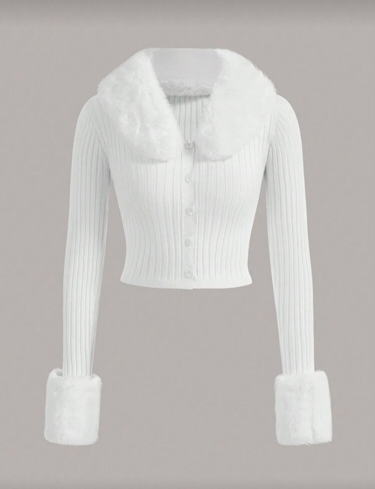 Adrielle Cardigan with faux fur - white
