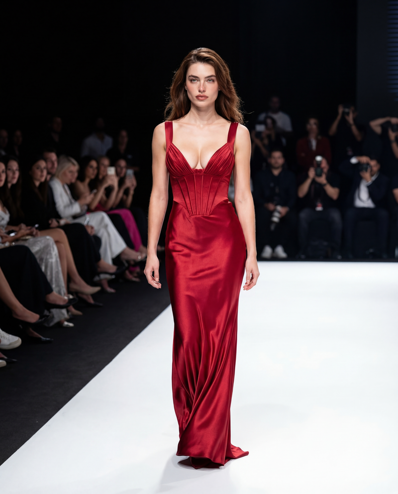 Rosalia Satin red maxi dress