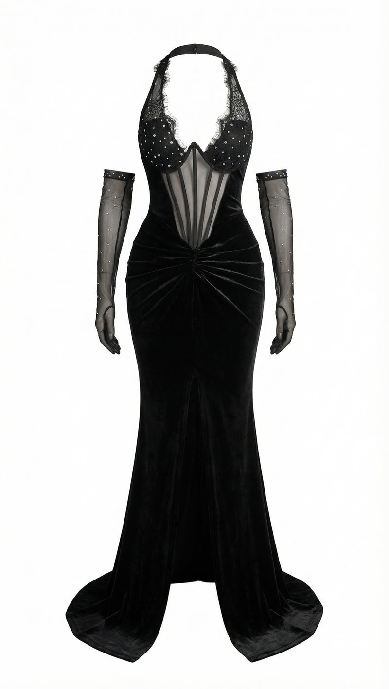 Noara maxi dress in velvet