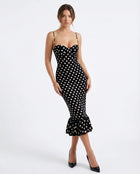 Laura polka dress- black