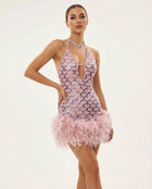 Britney mini dress with feathers