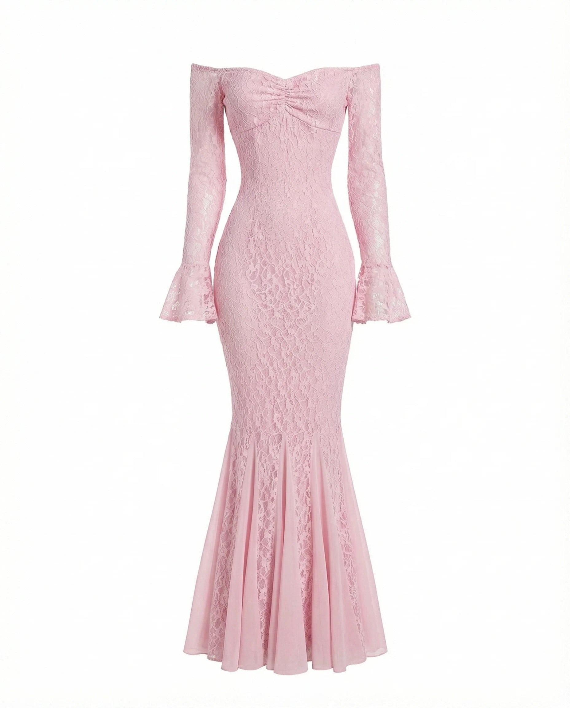 Clarisse pink lace maxi dress