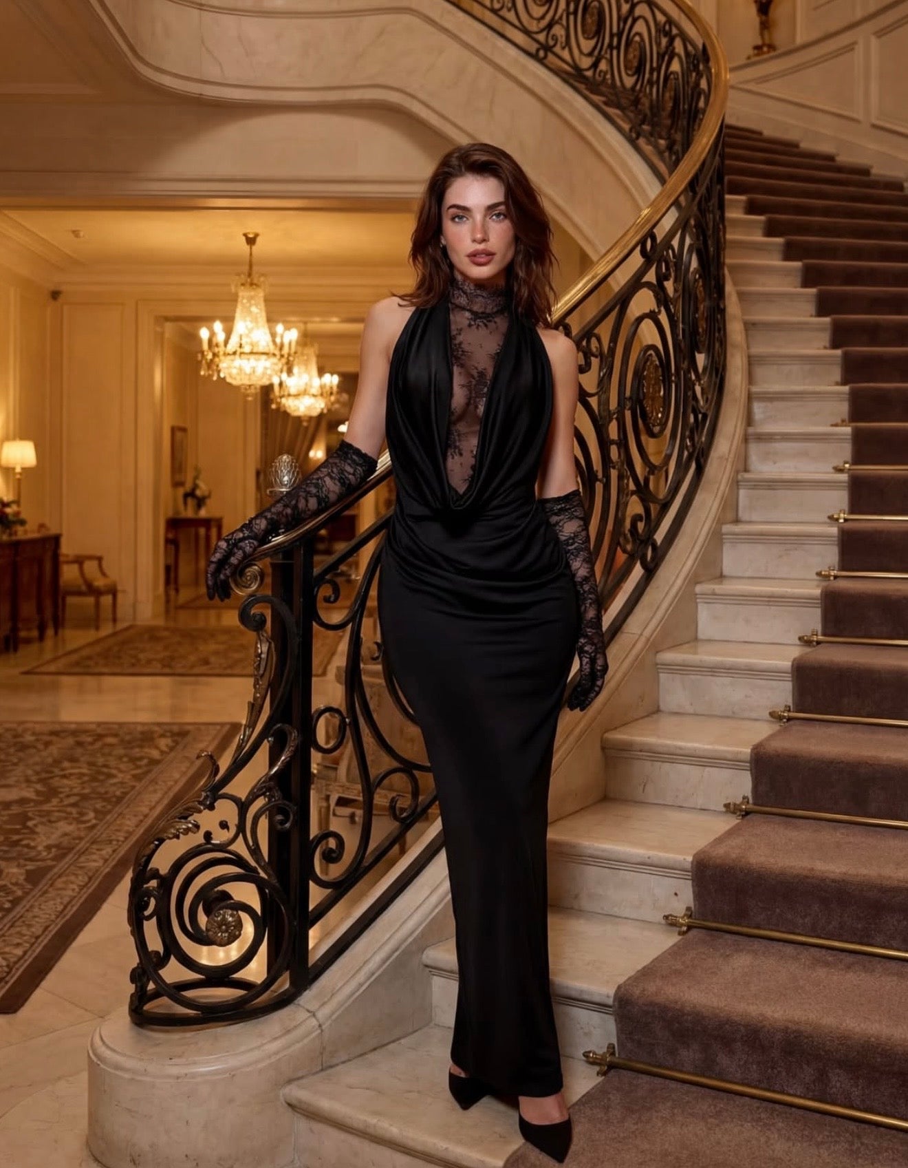 Elodie maxi dress with lace details