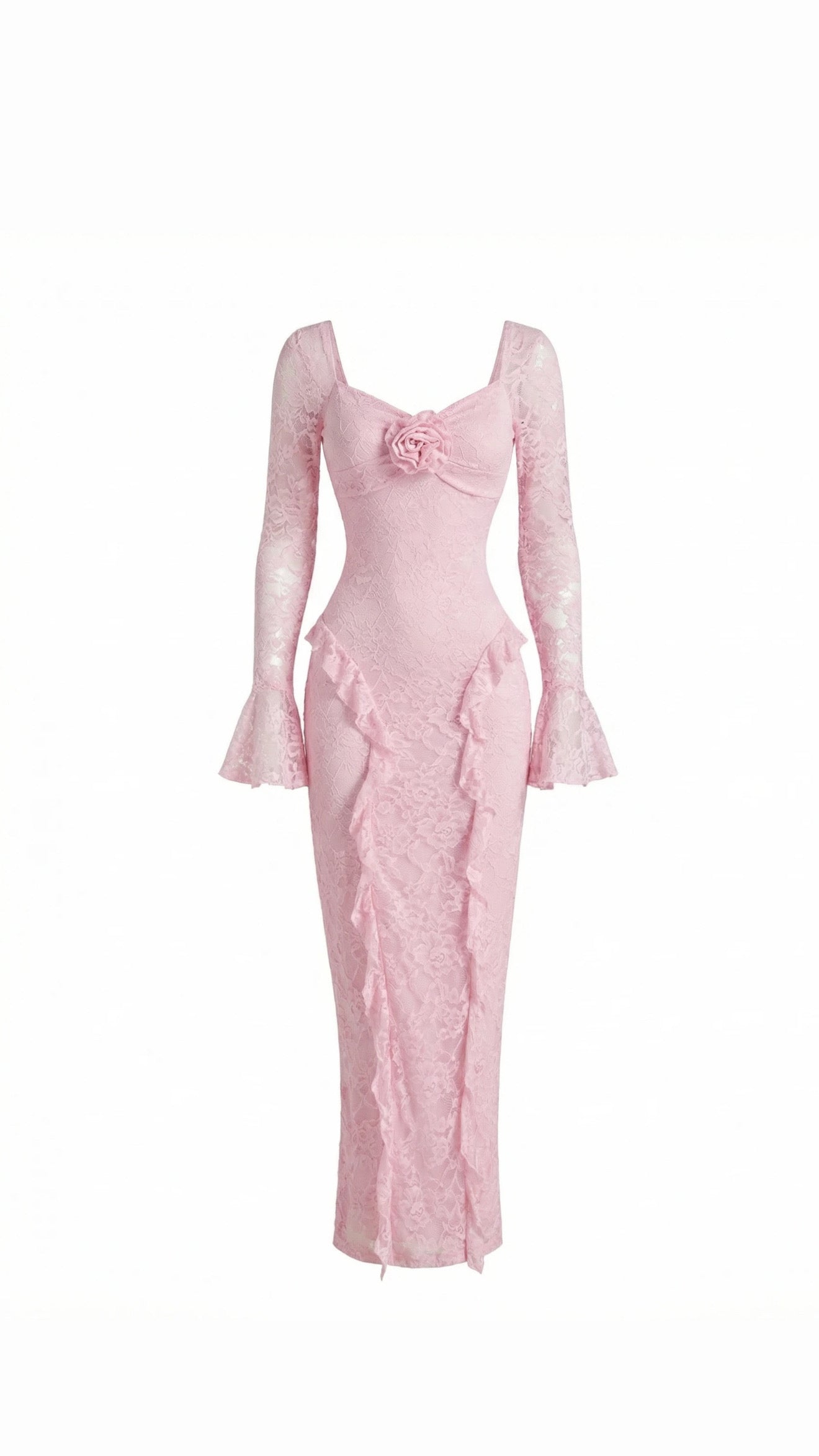Rosabel pink lace maxi dress