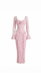 Rosabel pink lace maxi dress