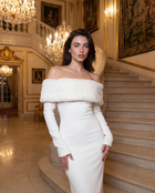 Lea maxi dress in white fur