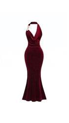 Grace maxi dress in burgundy velvet