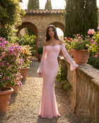 Clarisse pink lace maxi dress