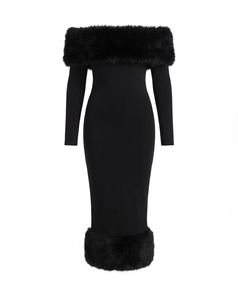 Lea maxi dress with faux fur