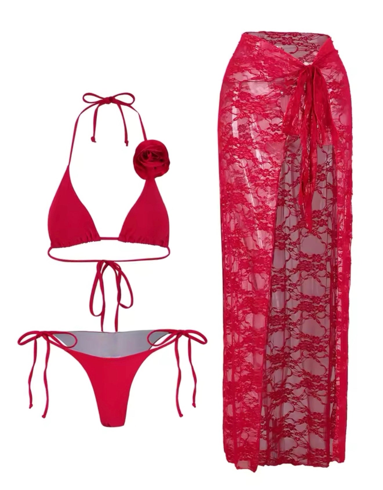 ISABELLA 3 pieces BIKINI set - red