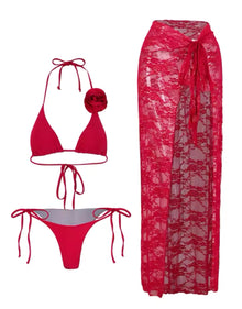 ISABELLA 3 pieces BIKINI set - red